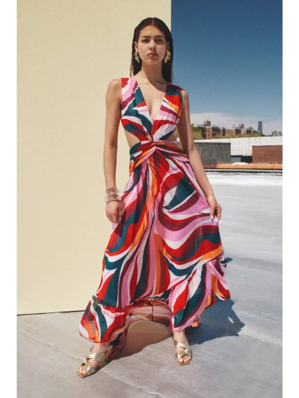 R-70. PatBO Delos Plunge Maxi Dress